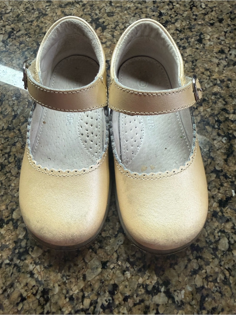 L'Amour Metallic Cream Mary Jane Dress Shoes for Girls